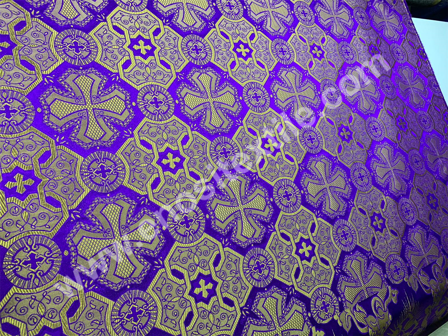 KL-002 Purple-Gold Brocade Fabrics